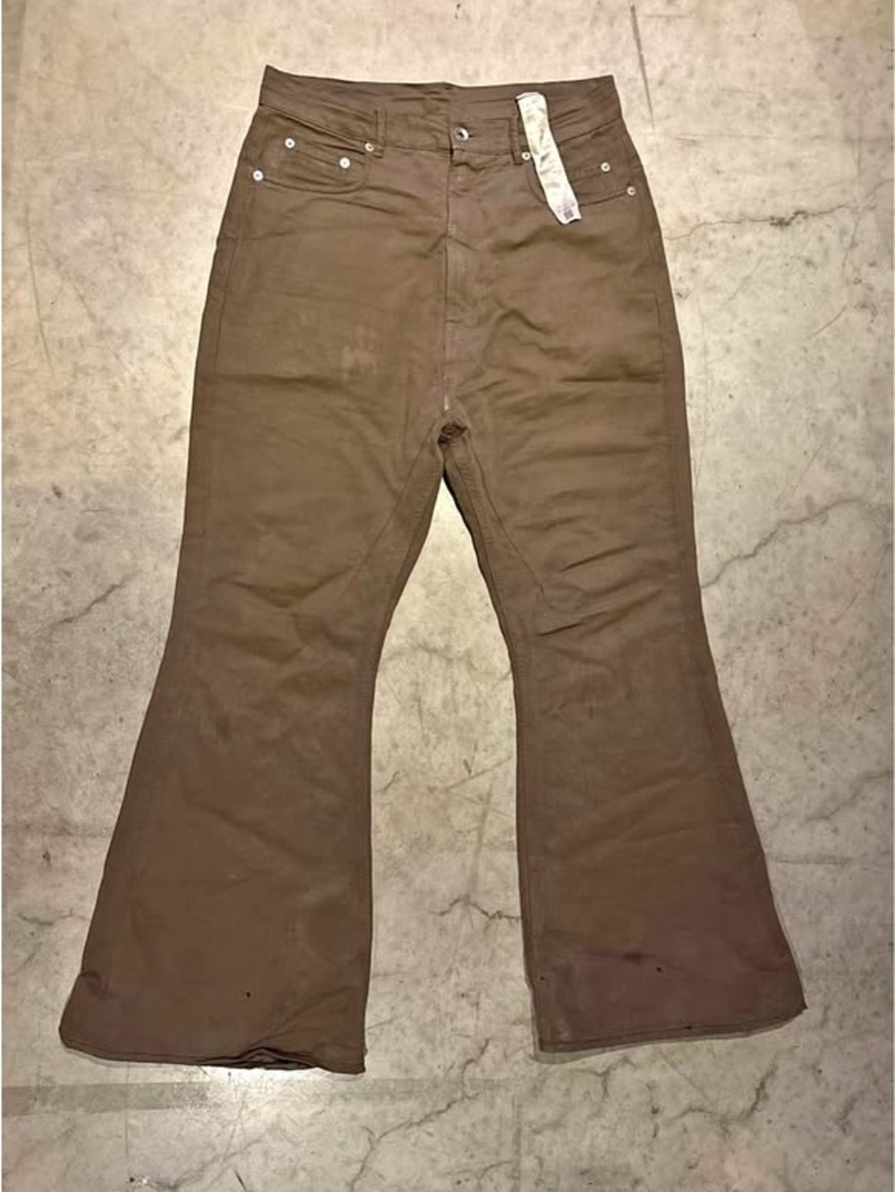 Rick Owens Dust Brown Ribbed Cotton Pants